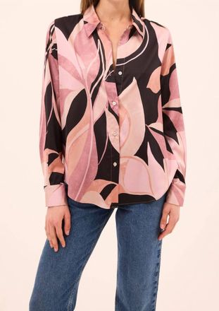 Misa Celine Top In Moody Abstract Flora Satin