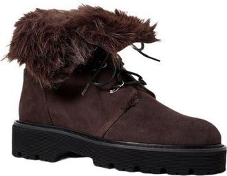 Aquatalia Eva Faux Shearling Cuff Weatherproof Hiker Boot in Anthracite Suede at Nordstrom, Size 10.5
