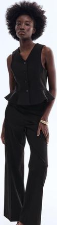 H&M Bootcut Twill Trousers in Black at Nordstrom, Size 16