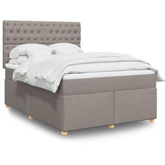 vidaXL Vidaxl - Cama Box Spring Con Colch&oacute;n Tela Gris Taupe 140x190 Cm