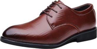 Generic Mens Pointed Toe Dress Shoes Breathable Formal Oxfords British Korean Style Fashion Business Casual Wedding Shoes with Comfortable Fit(Brown,10.5)