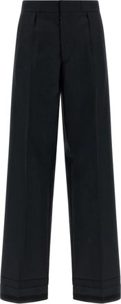 Maison Margiela Tailored Wollen Broek - Dames - Wijde Broeken - Zwart - M - Wol - Broeken