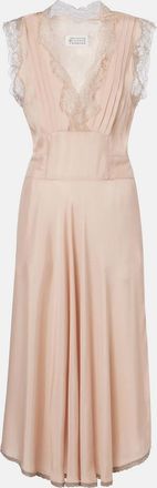 Maison Margiela Belted lace-trimmed midi dress