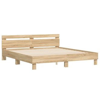 vidaXL Cama Con Cabecero Madera De Ingenier&iacute;a Roble Sonoma 180x200 Cm Vidaxl