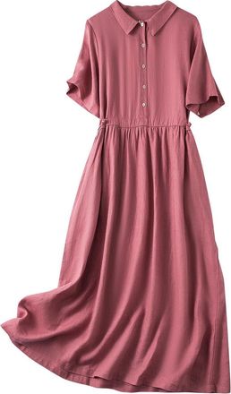 Generic Maxi Dresses for Women UK Summer Short Sleeve Button Dress with Collar & Drawstring Waist Design Casual Pockets Shirt Dress My Orders My Order Trendin