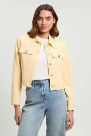 Karen Millen Womens Tailored Button Detail Jacket - Yellow Cotton - Size 18 UK