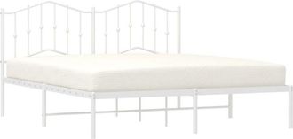 vidaXL Metal Bed Frame without Mattress with Headboard White 160x200cm vidaXL