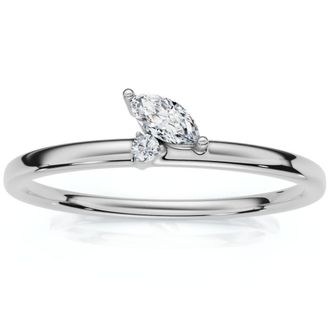 Pompeii3 Marquise Diamond Stackable Wedding Ring Womens Anniversary Band 14k Gold