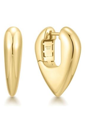 Ania Haie Puffy Shield Hoop Earrings in Shiny Gold at Nordstrom