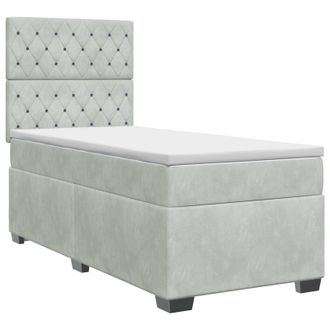 vidaXL Cama Box Spring Con Colch&oacute;n Gris Claro Individual Terciopelo Vidaxl