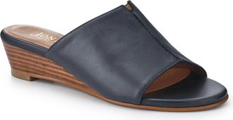 Jones Bootmaker Womens Jocelyn Leather Wedge-Heel Mules - Navy - Size UK 3