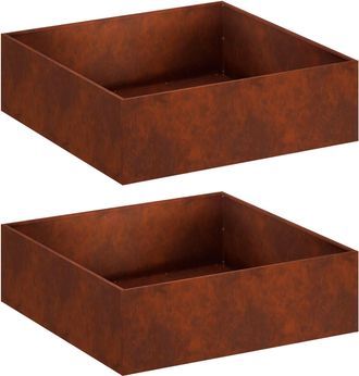 vidaXL Macetero De Jard&iacute;n 2 Uds. Oxidado 80 X 80 X 30 Cm Acero Oxidado Vidaxl