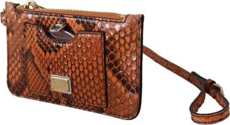 Dolce & Gabbana Womens Brown Leather Coin Purse Wristlet Mirror Agnese Wallet