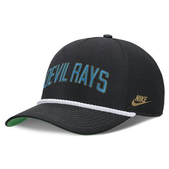 Nike Tampa Bay Rays Rise Nike Mens MLB Adjustable Hat in Black | NB4508ZETDV-D8K