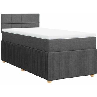 vidaXL Cama Box Spring Con Colch&oacute;n Tela Gris Oscuro 100x200 Cm Vidaxl