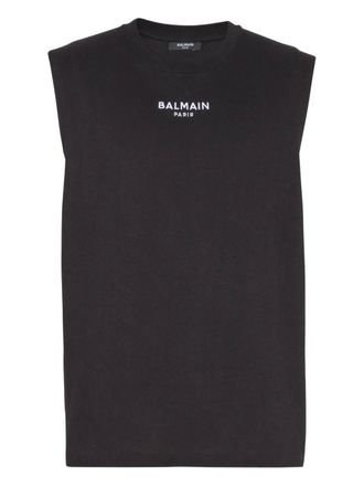 Balmain logo-embroidered tank top - Black
