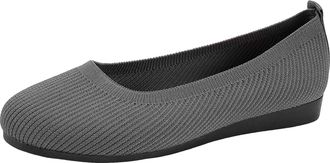 Generic Womens Knit Ballet Flat Soft Breatheable Mesh Flat for Women Flexible Casual Shoes for All-Day Comfortable Portable Low Wedge Loafers (Dark Gray, 6.5)