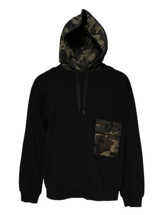 Dolce & Gabbana Black Camouflage Hooded Sweatshirt Mens Sweater