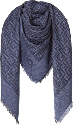 Fendi Scarves, female, Blue, Size: ONE SIZE FF Shawl