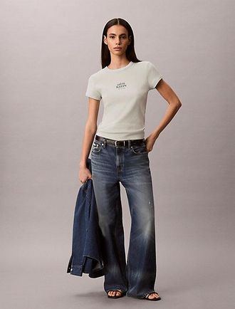 Calvin Klein Slim Ribbed Cotton Logo T-shirt