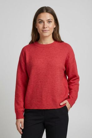 Vila Strickpullover VILA VILIGA L/S O-NECK KNIT TOP - NOOS, Damen, Gr. XXL, hibiscus detail:melange, Strick, Obermaterial: 97% Polyester, 3% Elasthan, meli
