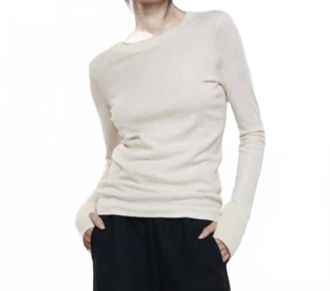 Enza Costa Cashmere Cotton Easy Cuffed Crew Top In Natural