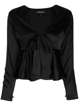 Cynthia Rowley Blusa con scollo a V - Nero