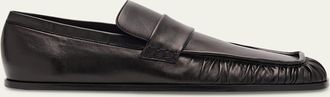 Jil Sander Wrinkled Leather Square-Toe Loafers