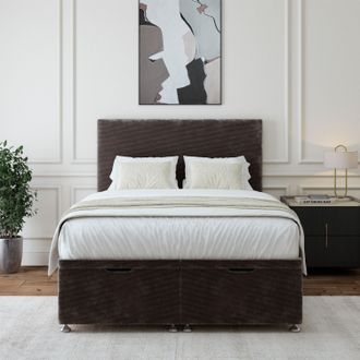 Bedmaster Chenille Ottoman Divan Base & Plain Headboard in Charcoal | Size: King