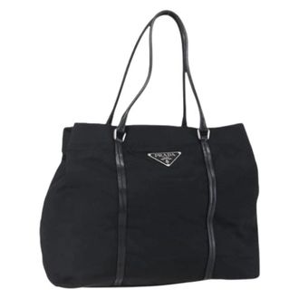 Prada Pre-owned Tote Bags, female, Black, Size: ONE SIZE Pre-owned Nylon Tote Bag