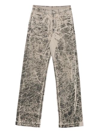 Rick Owens crackle-print jeans - Black
