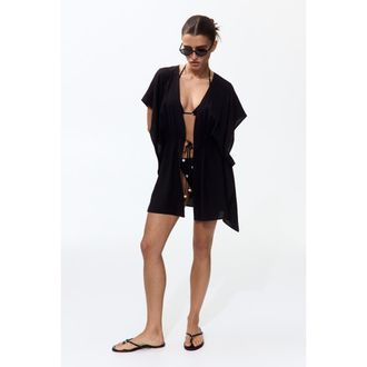H&M Beach Kaftan Dress in Black at Nordstrom, Size X-Small