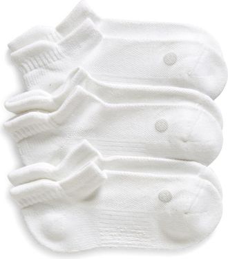 Zella 3-Pack Tab Ankle Socks in White at Nordstrom, Size 6-8.5