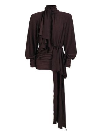 Rowen Rose draped-detail mini dress - women - Polyester/Polyester - 38 - Brown