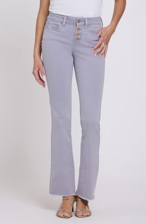 NYDJ Barbara Frayed Exposed Button Bootcut Jeans in Vintage Lavender at Nordstrom, Size 12