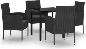 vidaXL Juego De Comedor Para Jard&iacute;n 5 Piezas Negro Vidaxl