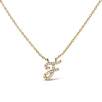 House of Brilliance 14K Yellow Gold Diamond Accent K Initial Script Style Pendant Necklace