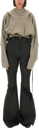 Rick Owens Cropped Hooded Tunic Sweatshirt