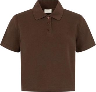 Saint Laurent Polo Shirt van Katoen - Dames - Polos - Bruin - M - Katoen - Tops