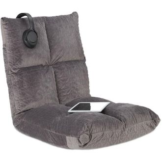 Relaxdays Cuscino da Terra con Schienale, Poltroncina Regolabile in 6 Posizioni, Meditation, Yoga, 58x50x55 cm, Grigio - Relaxdays