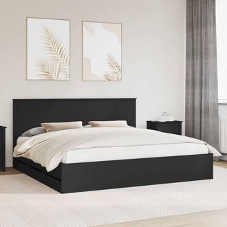 Berkfield Home Bed Frame with Drawer Black 200 x 200 cm Engineer Wood