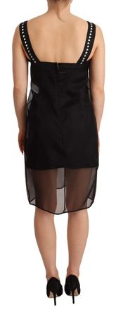 Dolce & Gabbana Womens Black Silk Stretch Crystal Sheath Mini Dress