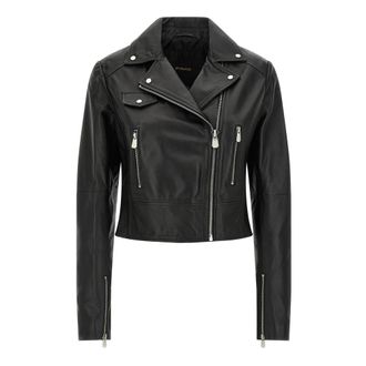Pinko New Sensibile Nappa Jacket - Dames - Leren en Su&egrave;de Jassen - Zwart - M - Leer - Jassen