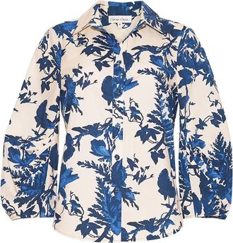 Cara Cara floral-print balloon-sleeve shirt - White