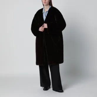Frankie Shop Cappotto marrone in pelliccia sintetica