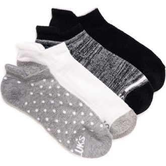 Muk Luks Womens Dream Step Sporty Low Cut Ankle Socks, 4 Pair Pack in Ebony at Nordstrom