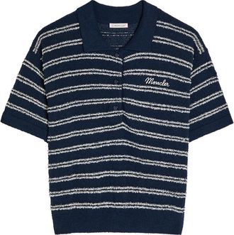 Moncler Striped Logo Terry Polo Shirt - Navy - XS (UK 8 / XS)