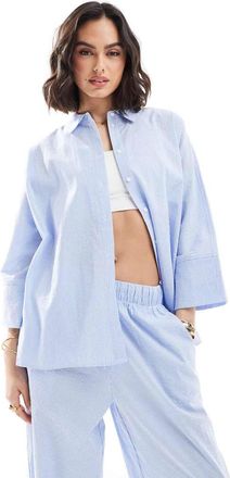 Only 3/4 sleeve shirt in blue stripes - part of a set