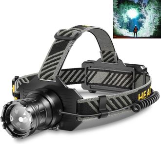 OEM Linterna Frontal Recargable De 103.450 L&uacute;menes - Zoom Variable, Resistente Al Agua Ipx7, Control T&aacute;ctil - Ideal Para Correr, Pescar, Acampar Y Pasear 