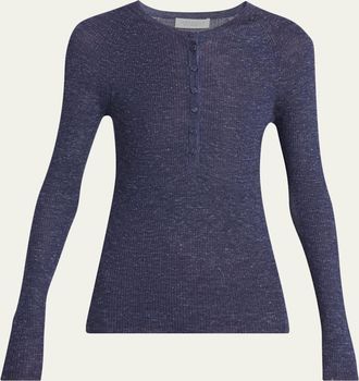 Gabriela Hearst Anges Cashmere Rib Henley Sweater